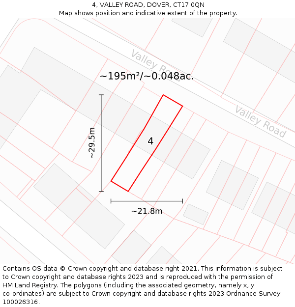 4, VALLEY ROAD, DOVER, CT17 0QN: Plot and title map