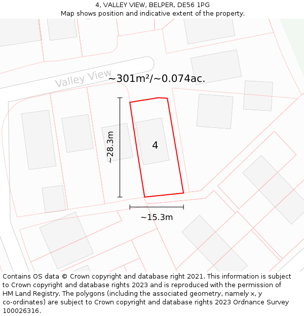 4, VALLEY VIEW, BELPER, DE56 1PG: Plot and title map