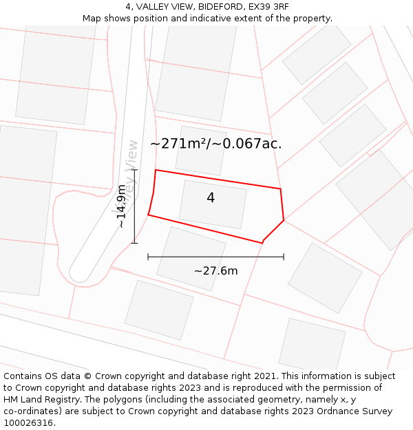 4, VALLEY VIEW, BIDEFORD, EX39 3RF: Plot and title map