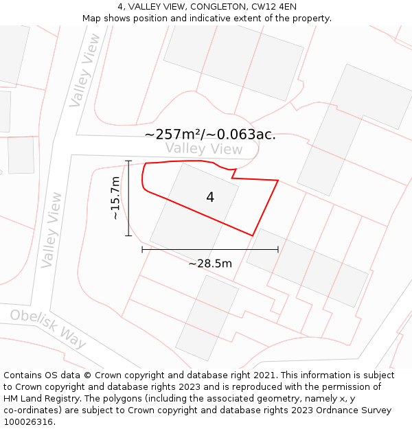 4, VALLEY VIEW, CONGLETON, CW12 4EN: Plot and title map