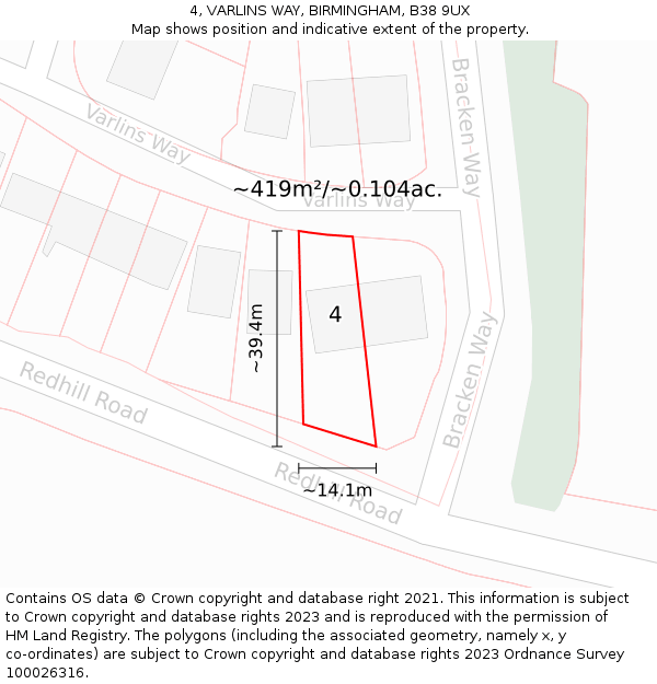 4, VARLINS WAY, BIRMINGHAM, B38 9UX: Plot and title map