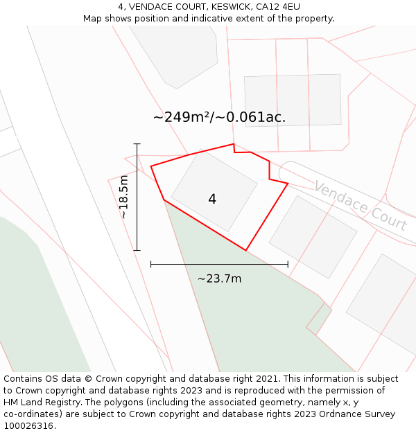 4, VENDACE COURT, KESWICK, CA12 4EU: Plot and title map