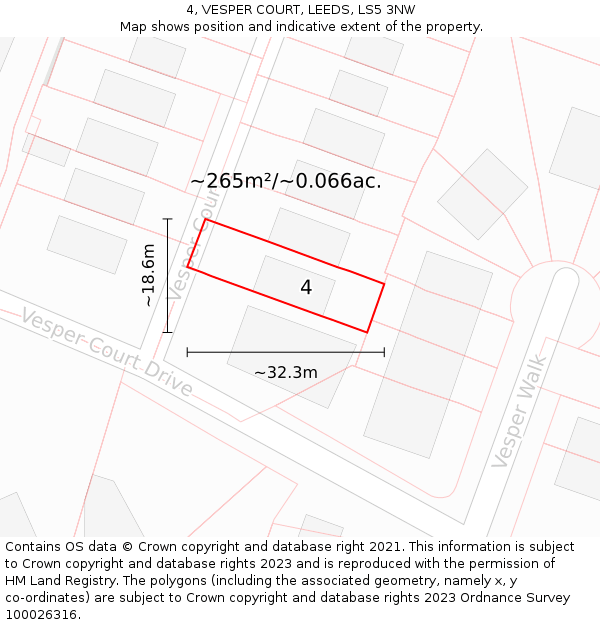 4, VESPER COURT, LEEDS, LS5 3NW: Plot and title map