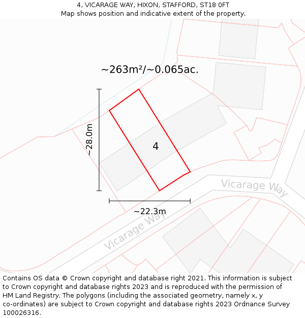 4, VICARAGE WAY, HIXON, STAFFORD, ST18 0FT: Plot and title map