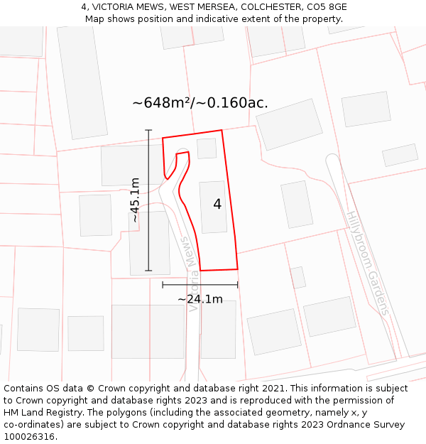 4, VICTORIA MEWS, WEST MERSEA, COLCHESTER, CO5 8GE: Plot and title map