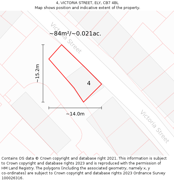4, VICTORIA STREET, ELY, CB7 4BL: Plot and title map