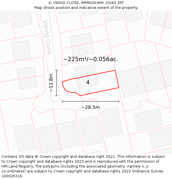 4, VIKING CLOSE, IMMINGHAM, DN40 2RT: Plot and title map