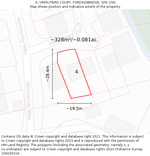 4, VIMOUTIERS COURT, FORDINGBRIDGE, SP6 1NN: Plot and title map
