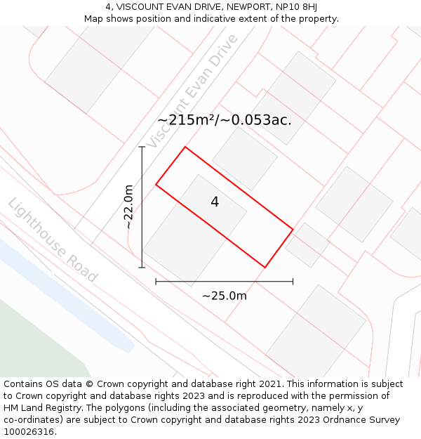 4, VISCOUNT EVAN DRIVE, NEWPORT, NP10 8HJ: Plot and title map
