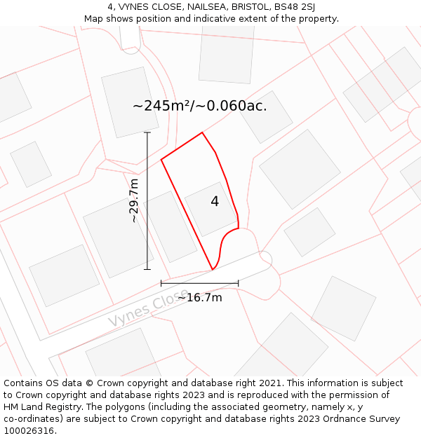 4, VYNES CLOSE, NAILSEA, BRISTOL, BS48 2SJ: Plot and title map