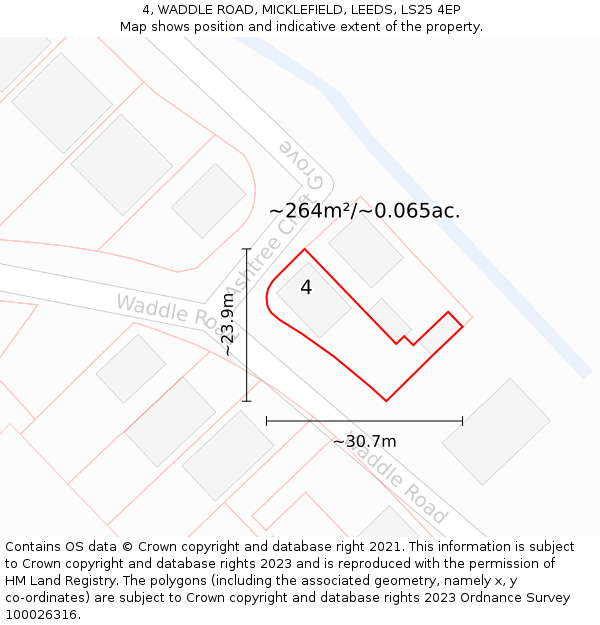4, WADDLE ROAD, MICKLEFIELD, LEEDS, LS25 4EP: Plot and title map