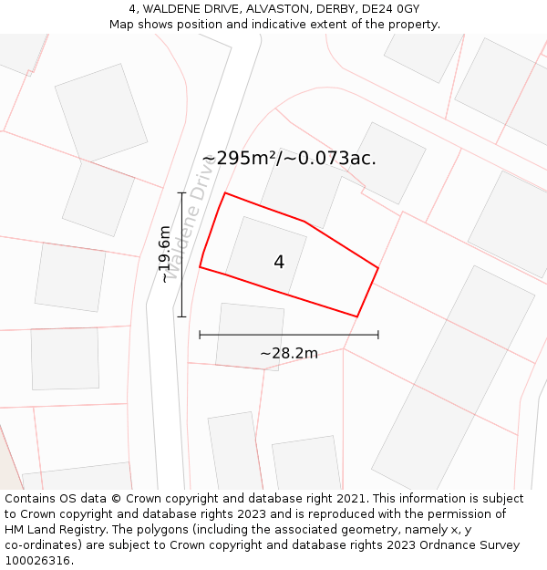 4, WALDENE DRIVE, ALVASTON, DERBY, DE24 0GY: Plot and title map