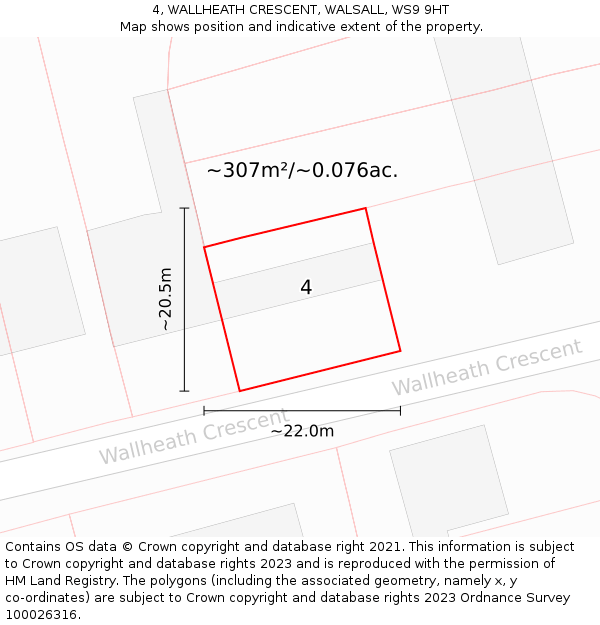 4, WALLHEATH CRESCENT, WALSALL, WS9 9HT: Plot and title map