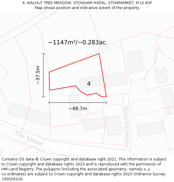 4, WALNUT TREE MEADOW, STONHAM ASPAL, STOWMARKET, IP14 6DF: Plot and title map
