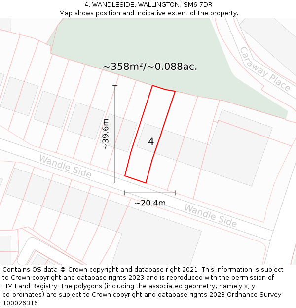 4, WANDLESIDE, WALLINGTON, SM6 7DR: Plot and title map