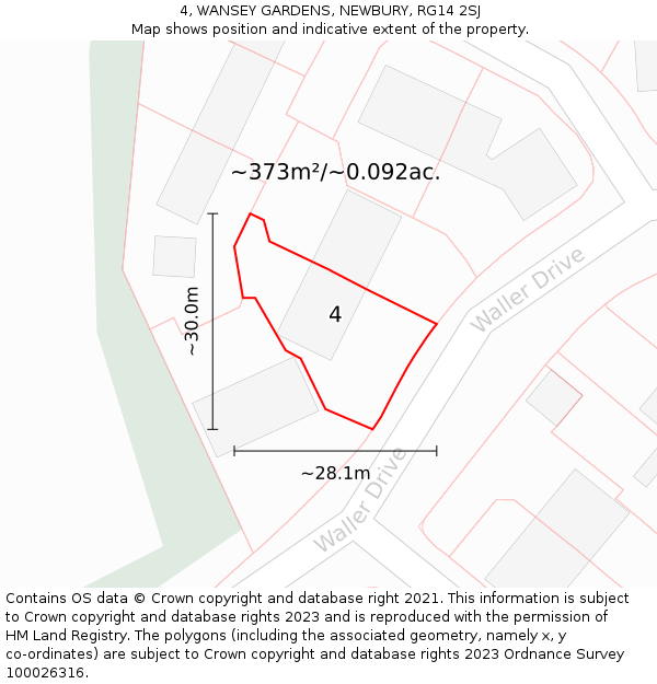 4, WANSEY GARDENS, NEWBURY, RG14 2SJ: Plot and title map