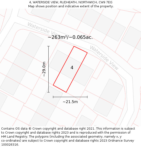 4, WATERSIDE VIEW, RUDHEATH, NORTHWICH, CW9 7EG: Plot and title map