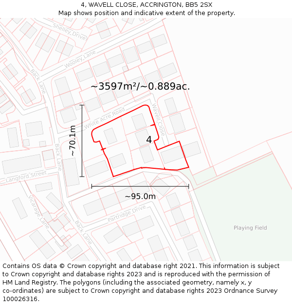 4, WAVELL CLOSE, ACCRINGTON, BB5 2SX: Plot and title map