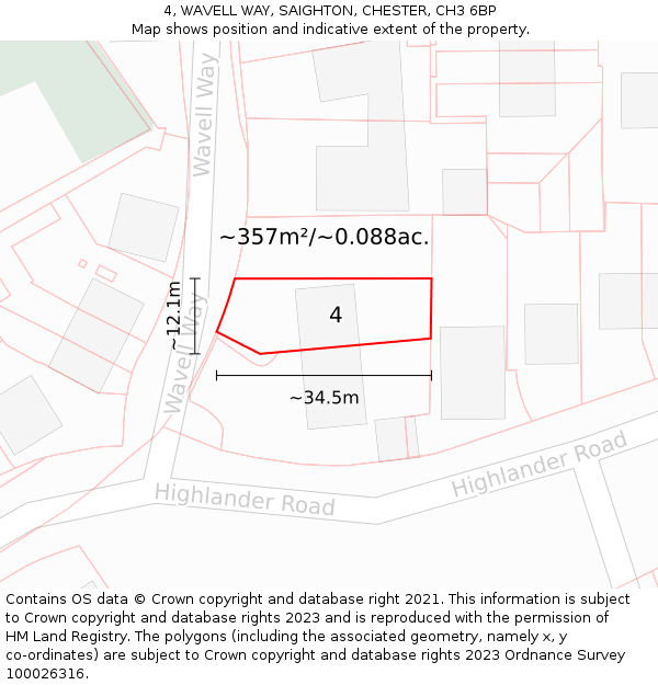 4, WAVELL WAY, SAIGHTON, CHESTER, CH3 6BP: Plot and title map
