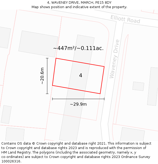4, WAVENEY DRIVE, MARCH, PE15 8DY: Plot and title map