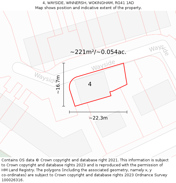 4, WAYSIDE, WINNERSH, WOKINGHAM, RG41 1AD: Plot and title map