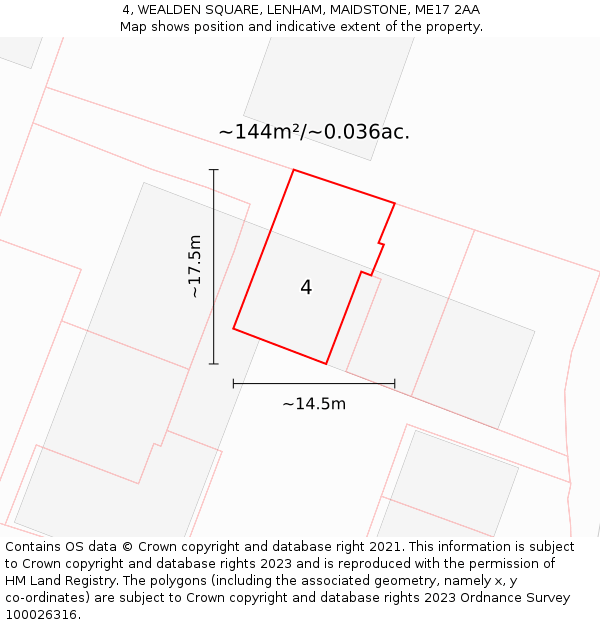 4, WEALDEN SQUARE, LENHAM, MAIDSTONE, ME17 2AA: Plot and title map