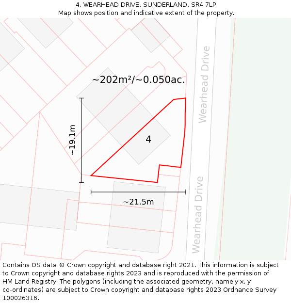 4, WEARHEAD DRIVE, SUNDERLAND, SR4 7LP: Plot and title map