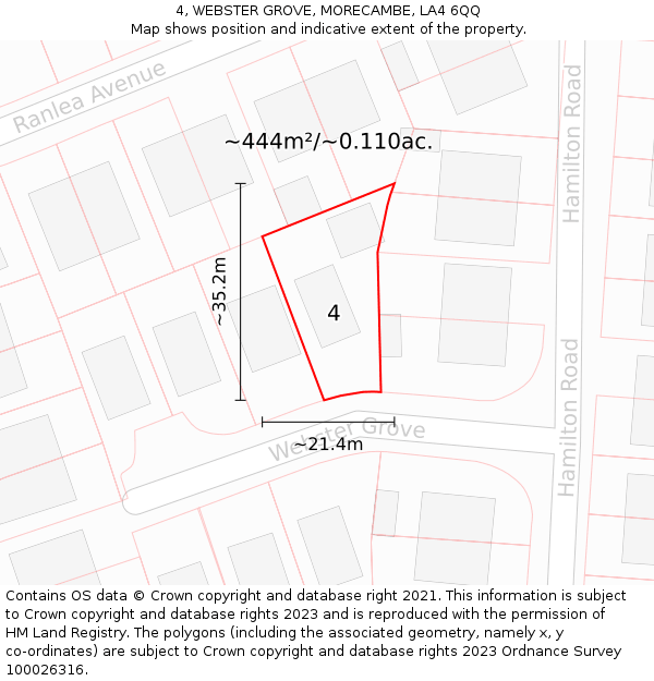 4, WEBSTER GROVE, MORECAMBE, LA4 6QQ: Plot and title map