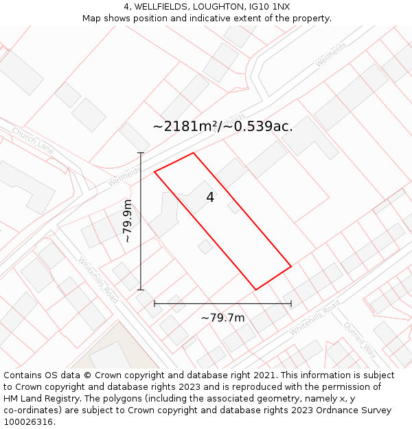 4, WELLFIELDS, LOUGHTON, IG10 1NX: Plot and title map