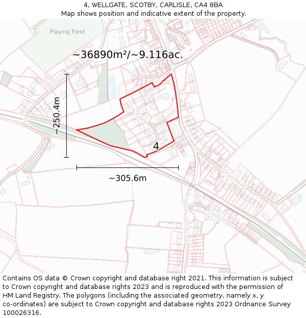 4, WELLGATE, SCOTBY, CARLISLE, CA4 8BA: Plot and title map