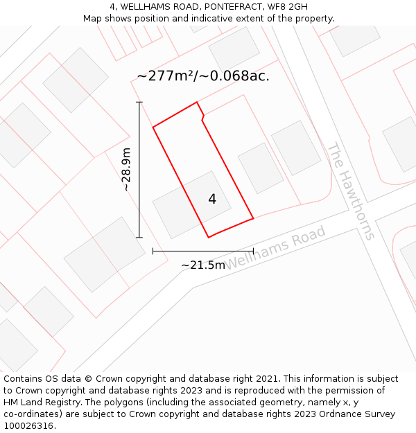 4, WELLHAMS ROAD, PONTEFRACT, WF8 2GH: Plot and title map