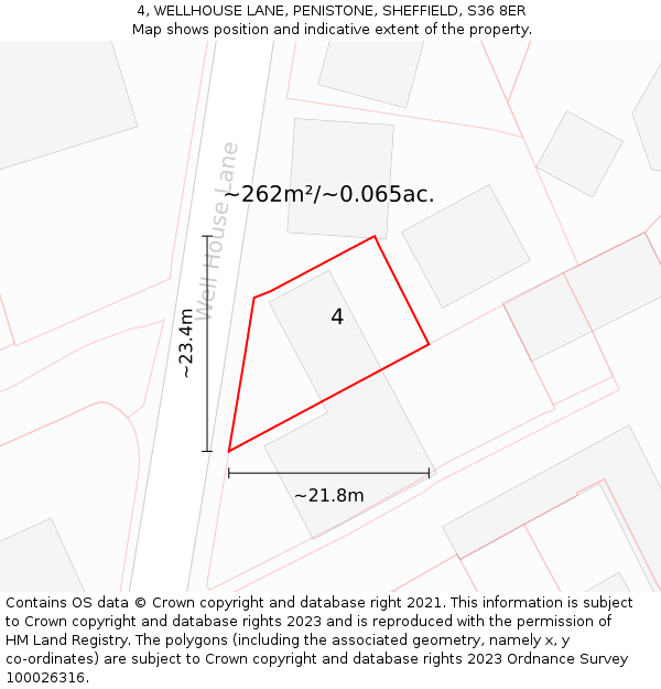 4, WELLHOUSE LANE, PENISTONE, SHEFFIELD, S36 8ER: Plot and title map