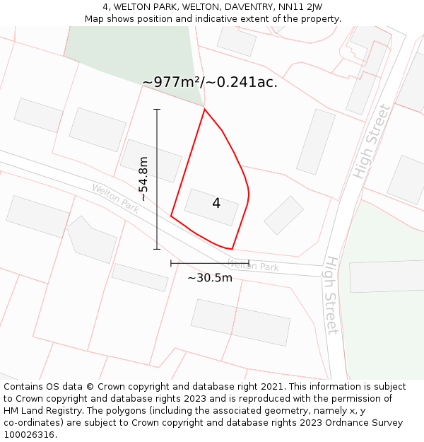 4, WELTON PARK, WELTON, DAVENTRY, NN11 2JW: Plot and title map