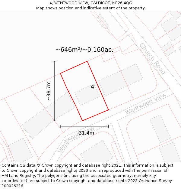 4, WENTWOOD VIEW, CALDICOT, NP26 4QG: Plot and title map