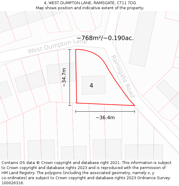 4, WEST DUMPTON LANE, RAMSGATE, CT11 7DG: Plot and title map