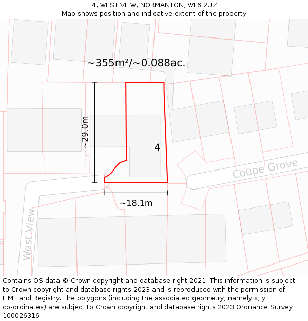 4, WEST VIEW, NORMANTON, WF6 2UZ: Plot and title map