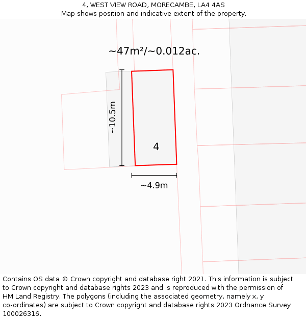 4, WEST VIEW ROAD, MORECAMBE, LA4 4AS: Plot and title map