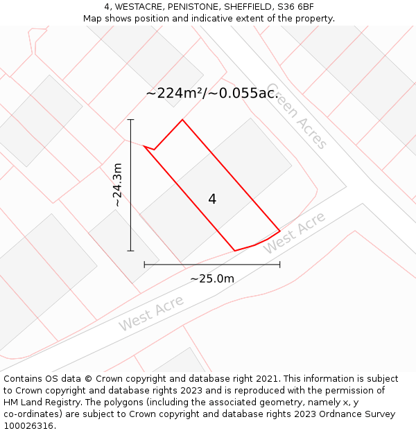 4, WESTACRE, PENISTONE, SHEFFIELD, S36 6BF: Plot and title map