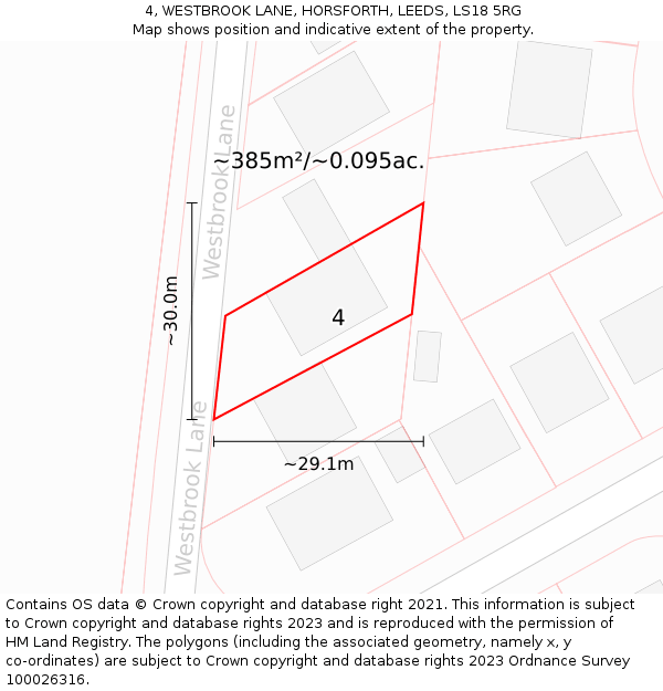 4, WESTBROOK LANE, HORSFORTH, LEEDS, LS18 5RG: Plot and title map