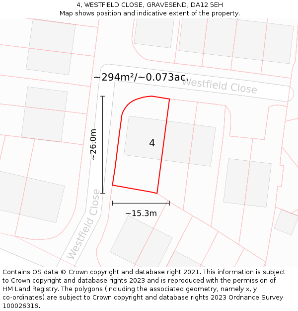 4, WESTFIELD CLOSE, GRAVESEND, DA12 5EH: Plot and title map
