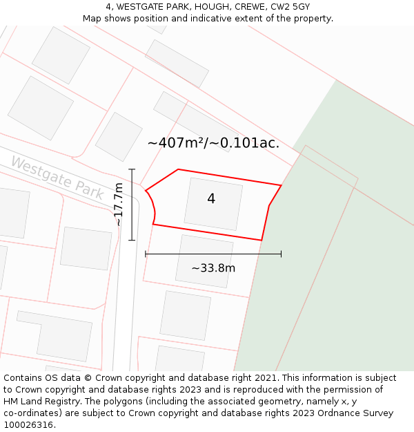 4, WESTGATE PARK, HOUGH, CREWE, CW2 5GY: Plot and title map