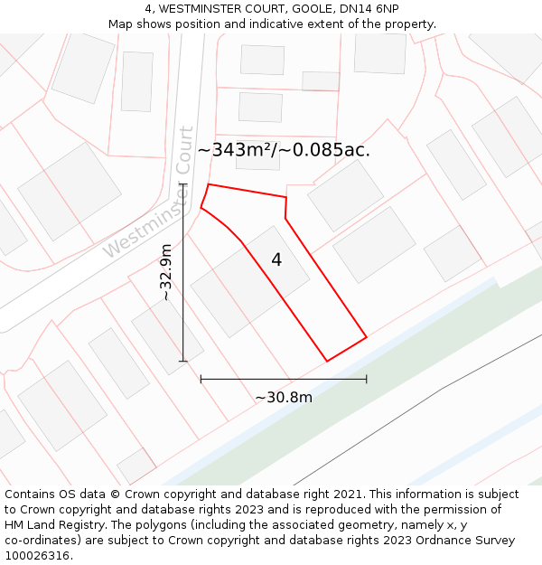 4, WESTMINSTER COURT, GOOLE, DN14 6NP: Plot and title map