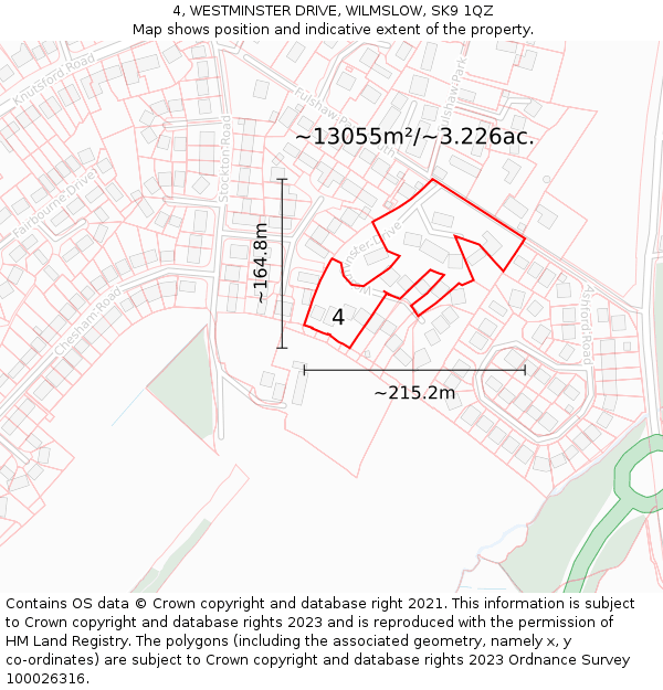 4, WESTMINSTER DRIVE, WILMSLOW, SK9 1QZ: Plot and title map