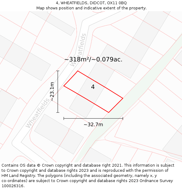 4, WHEATFIELDS, DIDCOT, OX11 0BQ: Plot and title map