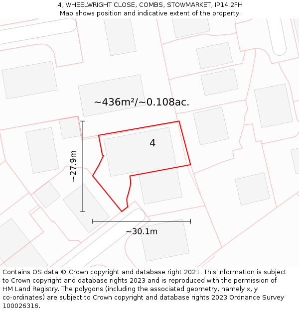4, WHEELWRIGHT CLOSE, COMBS, STOWMARKET, IP14 2FH: Plot and title map