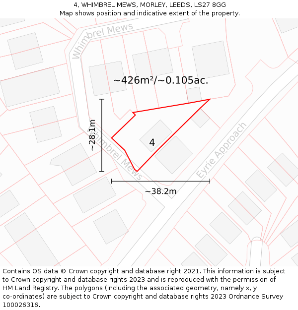 4, WHIMBREL MEWS, MORLEY, LEEDS, LS27 8GG: Plot and title map