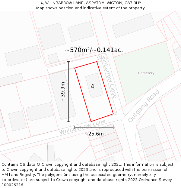 4, WHINBARROW LANE, ASPATRIA, WIGTON, CA7 3HY: Plot and title map