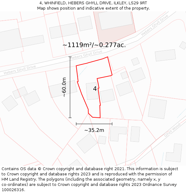 4, WHINFIELD, HEBERS GHYLL DRIVE, ILKLEY, LS29 9RT: Plot and title map
