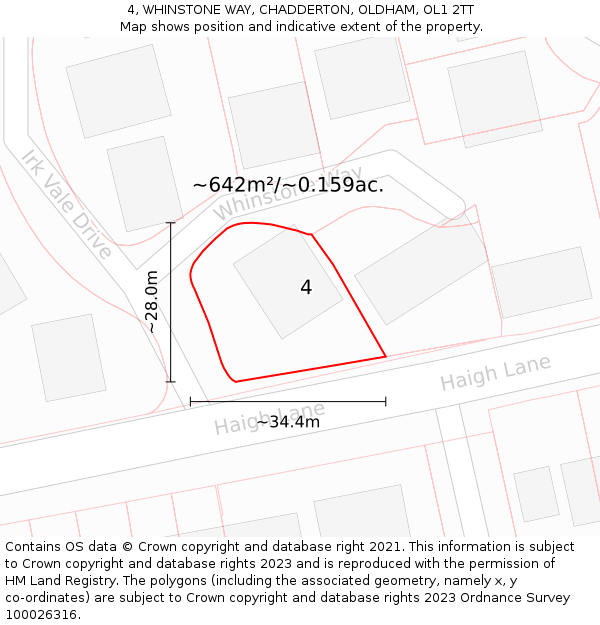 4, WHINSTONE WAY, CHADDERTON, OLDHAM, OL1 2TT: Plot and title map