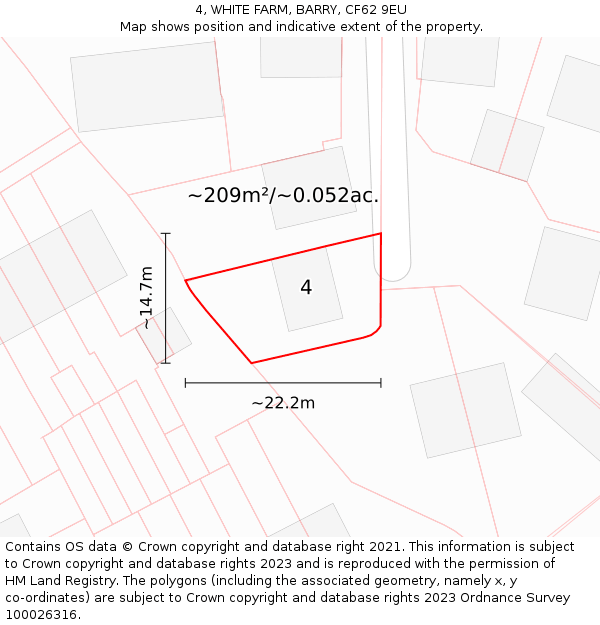 4, WHITE FARM, BARRY, CF62 9EU: Plot and title map